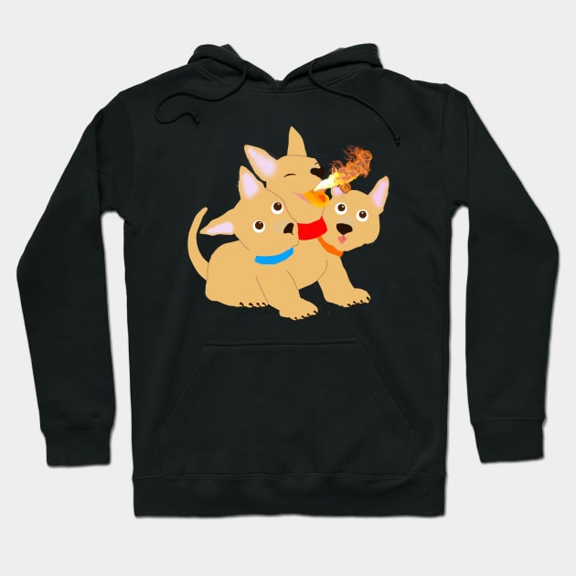 puppy baby CERBERUS guardian of Hades CUTE fire breathing Hoodie by TanoshiiNeko